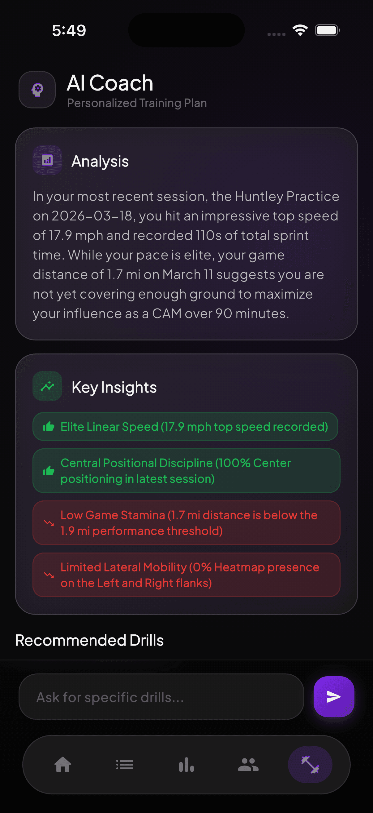 AI coach screen