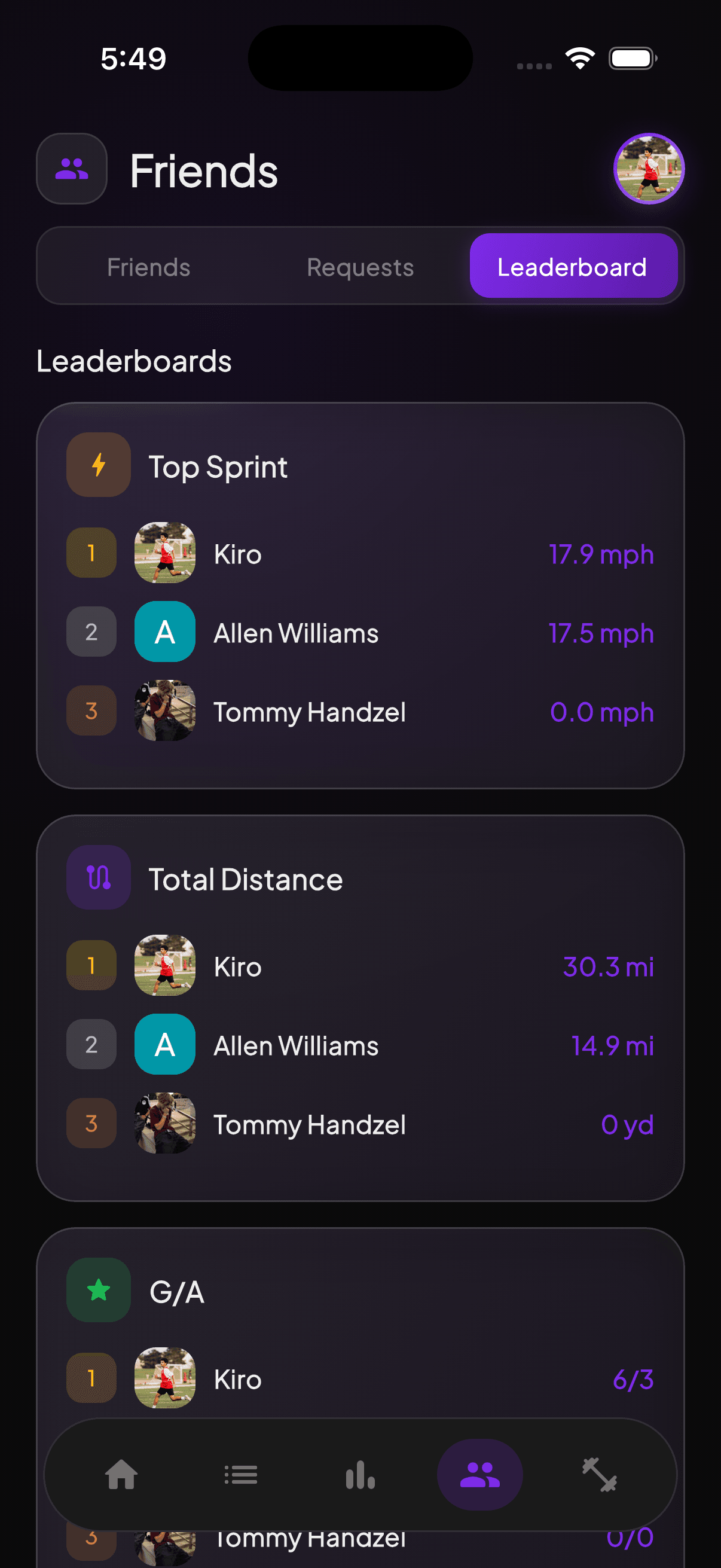 App friends screen