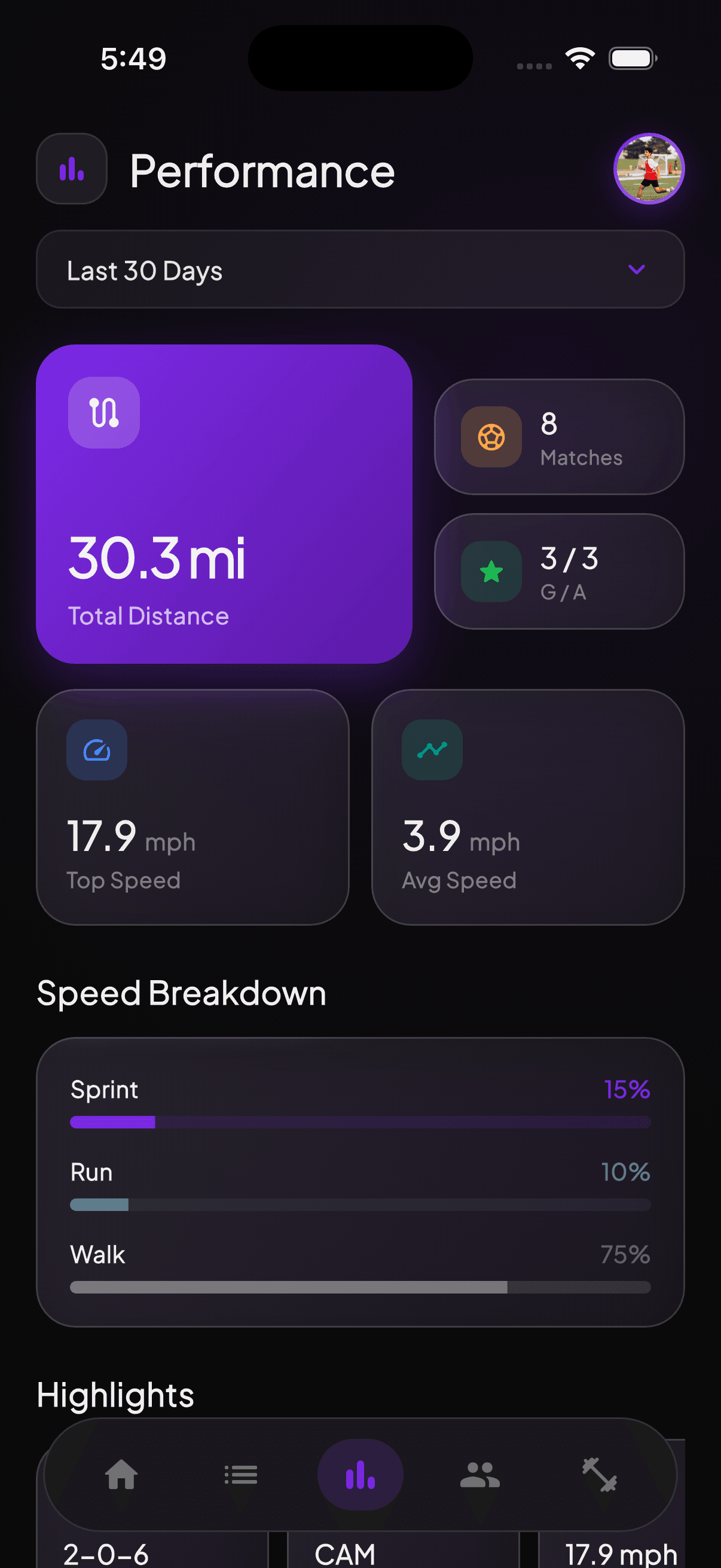 App stats screen